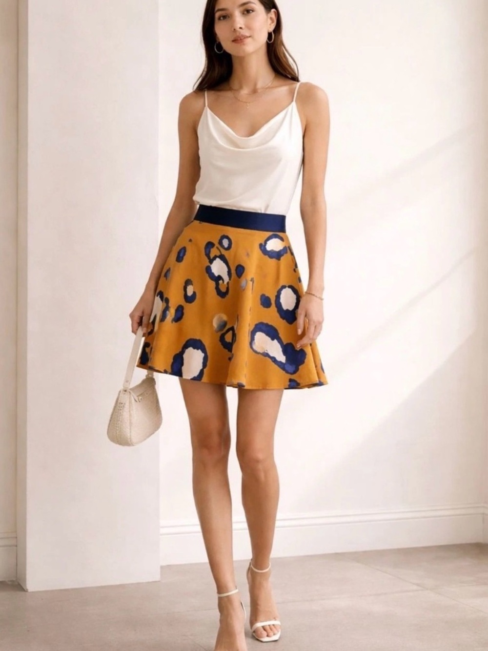 3.1 Phillip Lim for Target Mustard and Navy Leopard-Print Circle Skirt Size 10
